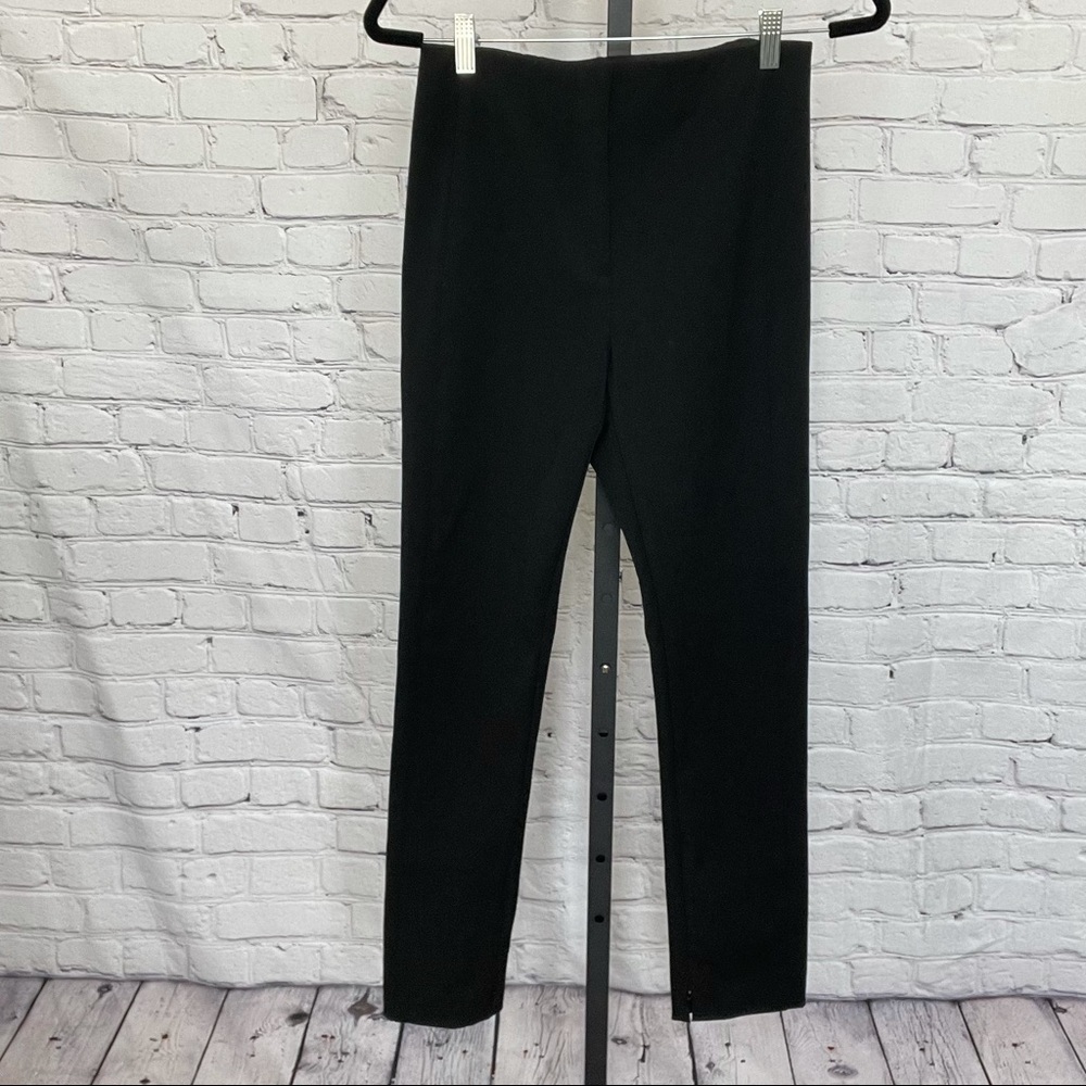 Ann Taylor Elastic Waist Black Pants Zipper Trim